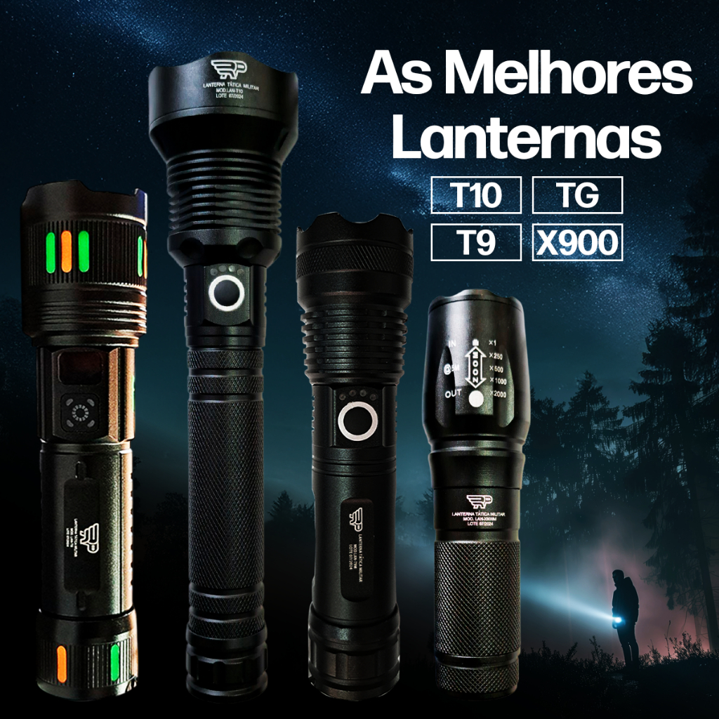Lanterna Tática X900 P50 P70 P90 LED Recarregável USB Potente Profissional Militar Pesca Camping
