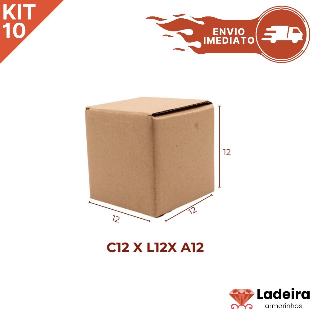 Kit Com 10 Caixa De Papelão Para Correios Ecommerce 12x12x12 Envio Rapido
