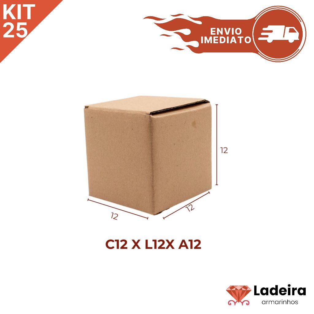 Kit Com 25 Caixa De Papelão Para Correios Ecommerce 12x12x12 Envio Rapido