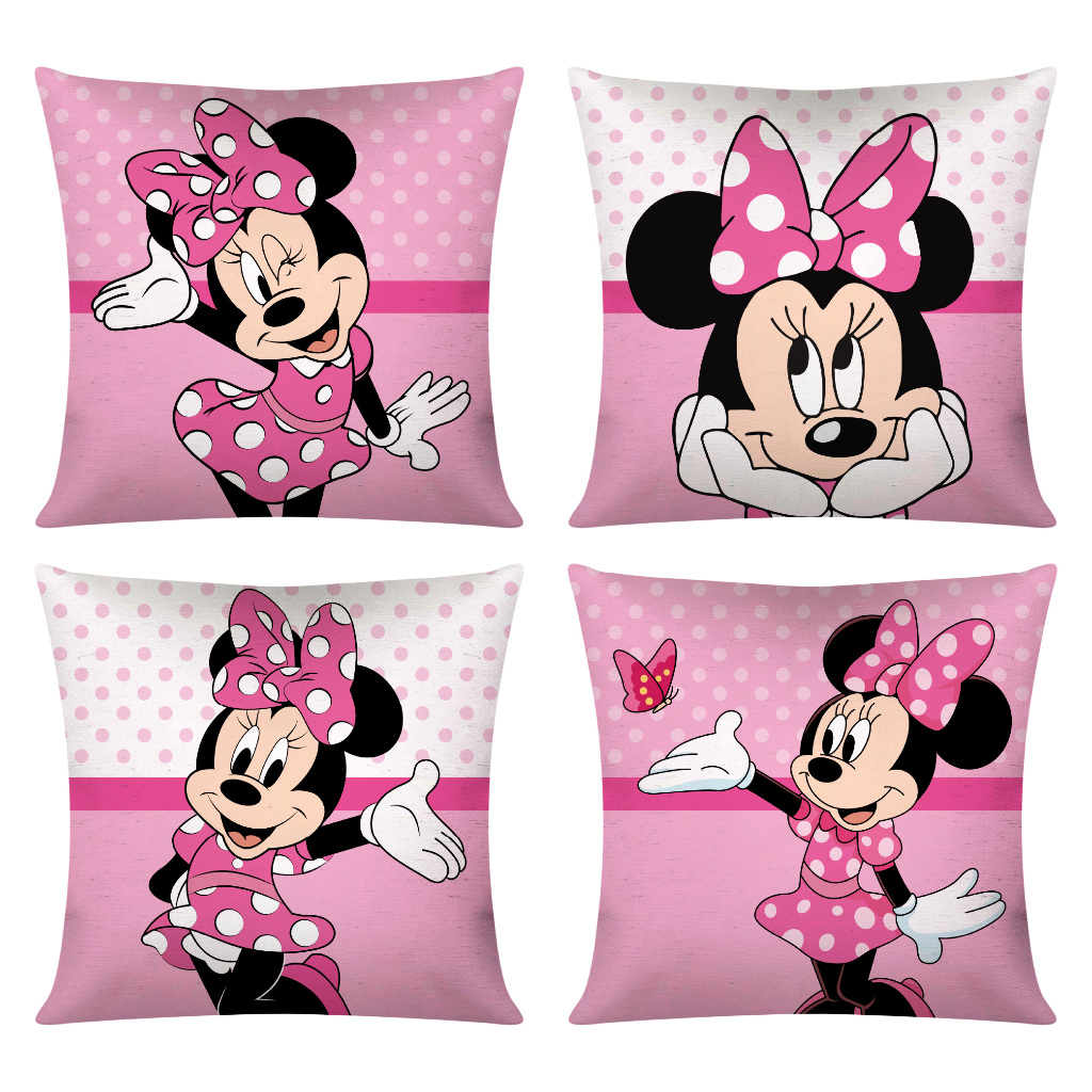 Kit c/ 4 Capas de Almofada Decorativas Modern Print 45x45 - Minnie Rosa Fofa