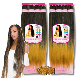 2 Cabelo Jumbo Jumbão Tranças Box Braid Ez Brunette Fibra Premium + Anéis em Oferta na Shopee
