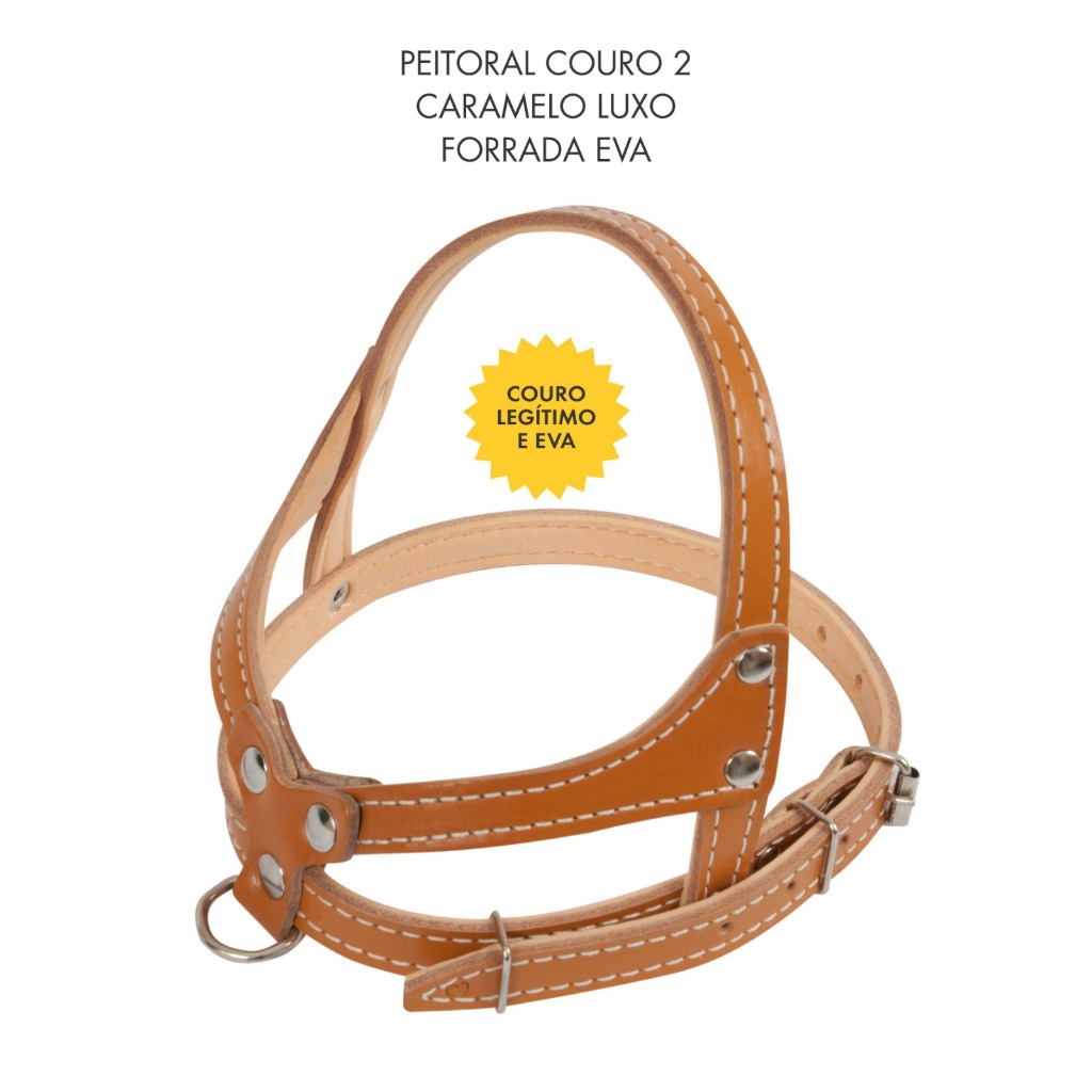 Peitoral Coleira Couro Premium nº 2 Cachorro Cão Pet