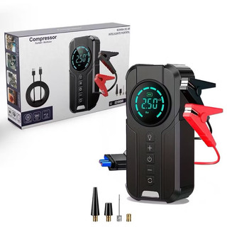 Bomba de Ar Portatil Compressor Inflator Multi-função 4 em 1 PowerBank 8kmah Bateria Cali…