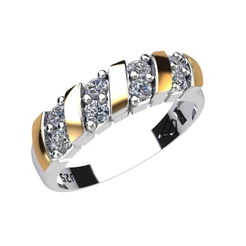 Anel Solitário Prata 925 Com Aplique em Ouro 14K Cristiny