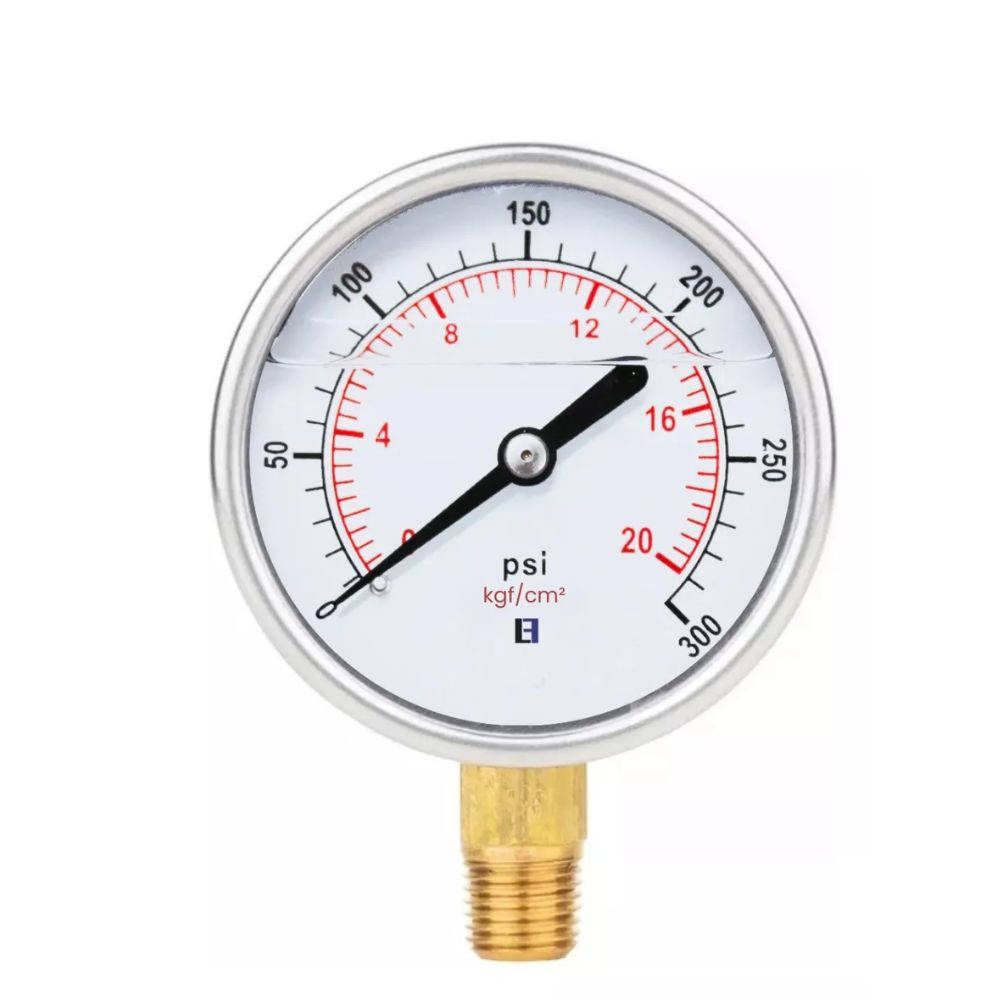 Manômetro Vertical 1/4" de Glicerina 20 Bar 300 Psi Inox 63mm Manômetro de Precisão p Compressor