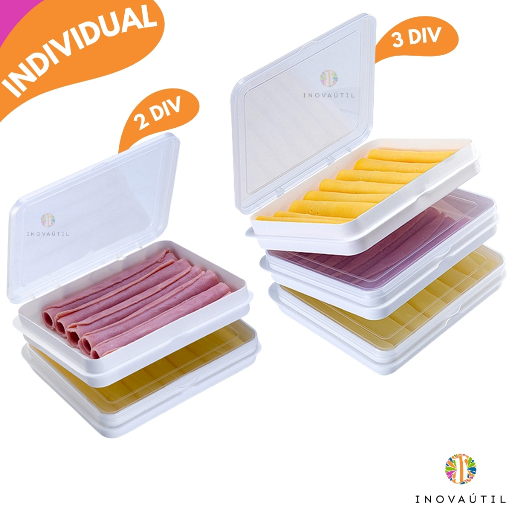 Porta Frios Queijo Presunto Mortadela Duplo ou Triplo  Com Tampa Geladeira em Oferta na Shopee