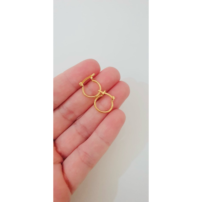 Par Brinco aro fecho italiano 10mm banho ouro18k