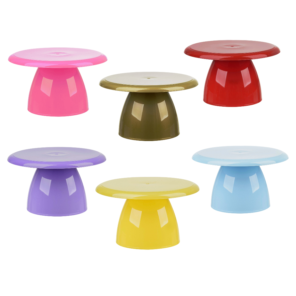 Boleira Cogumelo 18cm Bandeja Completa Para Decoração Sofisticada Para Bolos e Doces Várias Cores