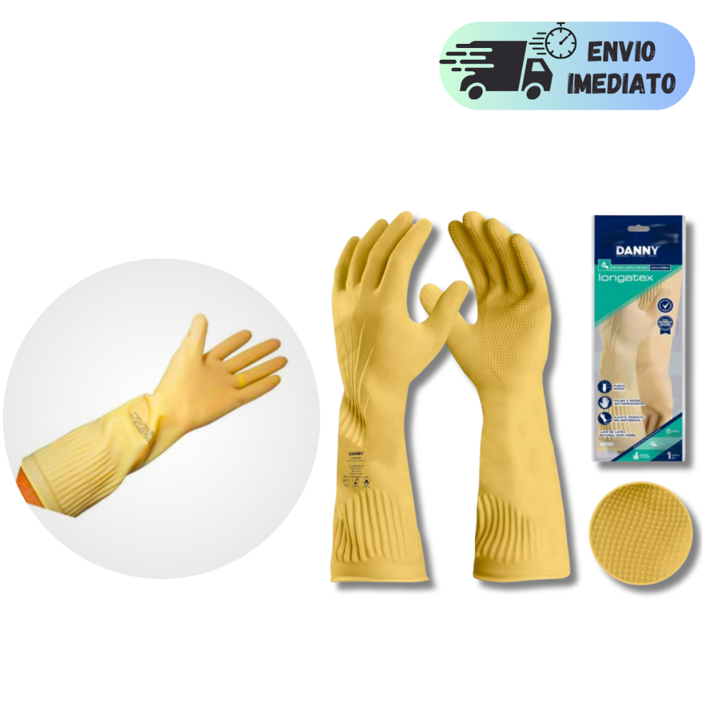 LUVA DE LÁTEX DANNY LONGATEX PUNHO LONGO MULTIUSO RESISTENTE AO CALOR MULTIUSO PARA LIMPEZA LOUÇA em Oferta na Shopee