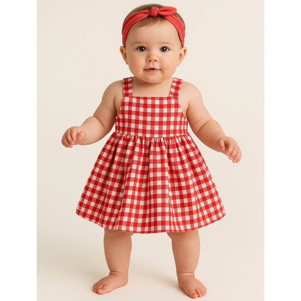 Vestido Infantil Bebê Menina Xadrezinho Roupas Algodão