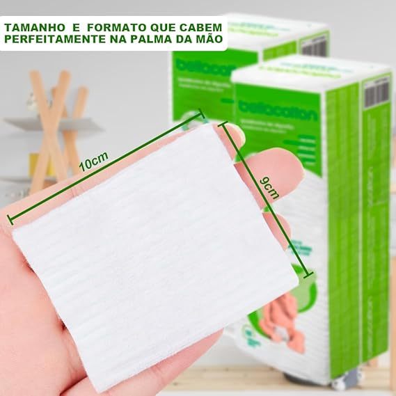 Detalhes do Kit 3 Algodão Quadrado Baby Sem Fragrância 300 Unidades Bellacotton