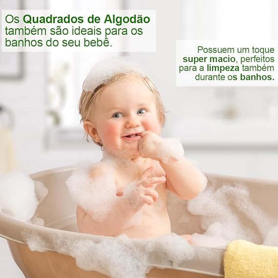 Detalhes do Kit 6 Algodão Quadrado Baby Sem Fragrância  600 Unidades Bellacotton