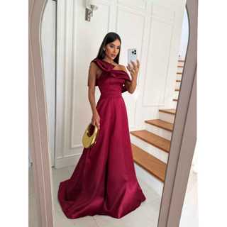 Vestido de Festa Anabel Acetinado Elegante Madrinhas Noivas Cetim em Oferta na Shopee