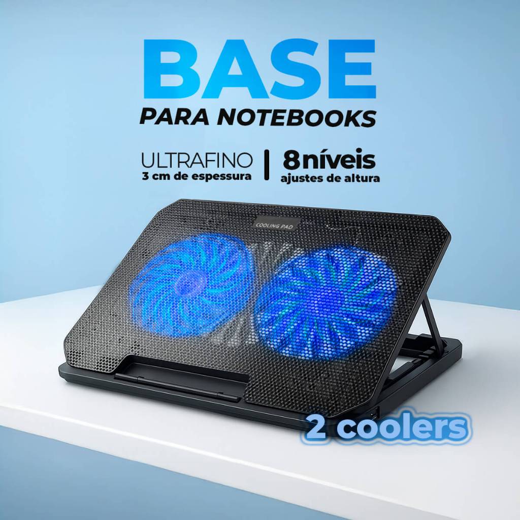 Suporte Notebook Até 17 Polegadas Com Cooler E 2 Ventoinhas