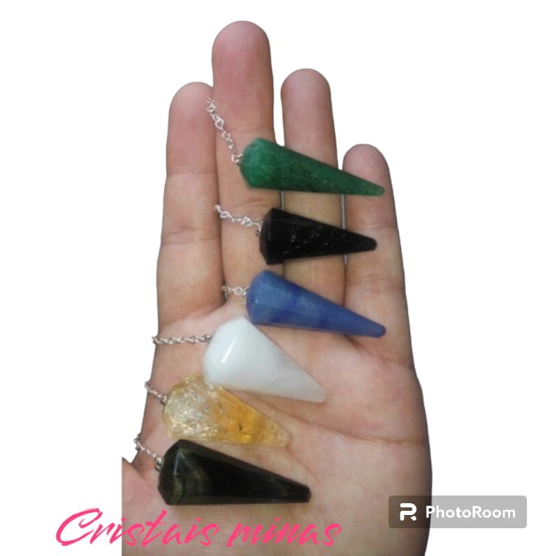 pêndulo cristal radiestesia 6(UNI)ametista quartzo azul quartzo verde obsidiana jaspe
