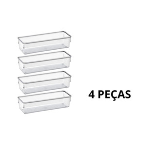Kit 4 Organizadores Retangular Multiuso Gavetas, Pote Acrílico Cristal Grande - Modelo nº…