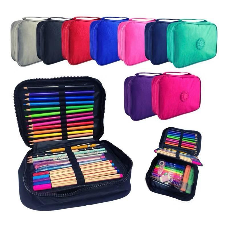 Estojo De Lápis Escolar Juvenil Box Jumbo Nylon Tactel Grande Com Divisória em Oferta na Shopee