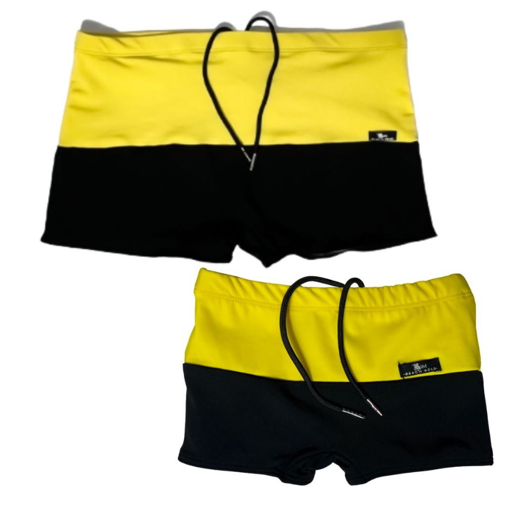Kit Tal Pai Tal Filho Sunga Boxer Amarelo E Preto