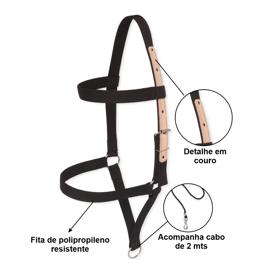 Cabresto Para Cavalo Em Fita  Ajustável Resistente