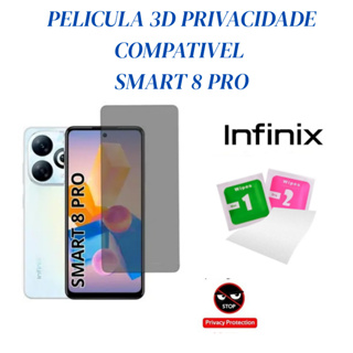 Película 3D Privacidade Vidro Temperado Infinix Smart 8 Pro  Proteção Anti-Espionagem e Tela Segura em Oferta na Shopee