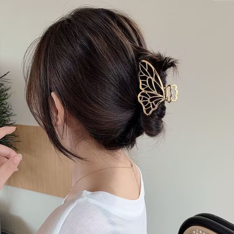 Clipes De Garra Borboleta Ahoney Metálicos Cabelo Ouro Para Mulheres Não Deslizantes Fofos Acessórios De Moda em Oferta na Shopee