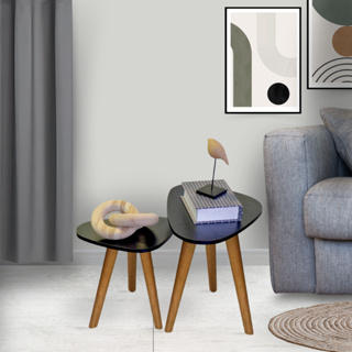 Jogo de Mesinhas Laterais Sala Pe Palito Retro Decorativa Tampo Orgânico em Oferta na Shopee