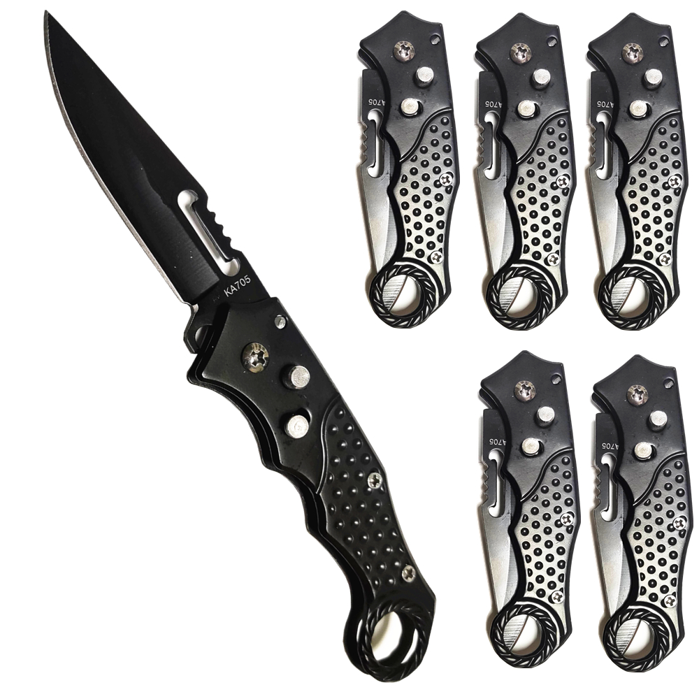 1 / 2 / 3 / 5 Canivete Automático com Trava Aço Inox Preto Saque Rápido para Pesca Camping Fruta