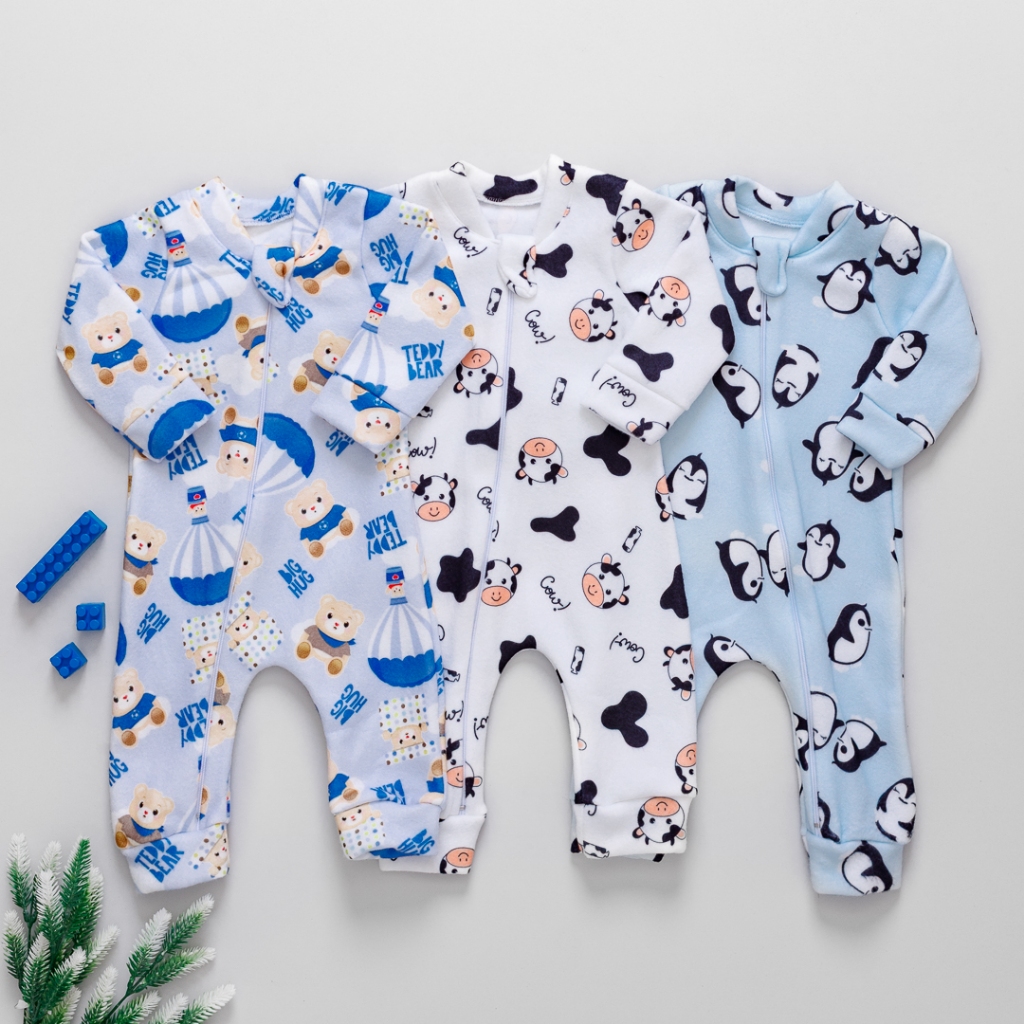 Macacão Soft Bebê Antialérgico Longo com Zíper Premium em Oferta na Shopee