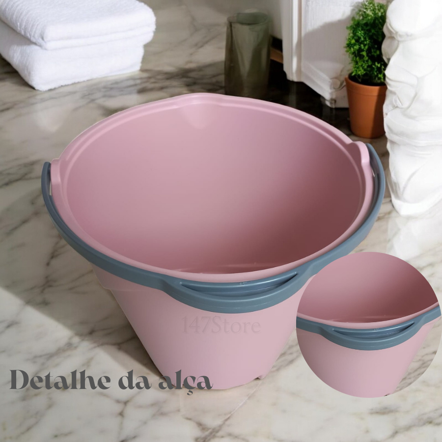 2 Balde Plástico com Alça Reforçado 8 Litros  Organização limpeza Multiuso