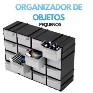Organizador Gaveteiro Multiuso Empilhável Plástico 16 Gavetas 7001 Preto Arqplast