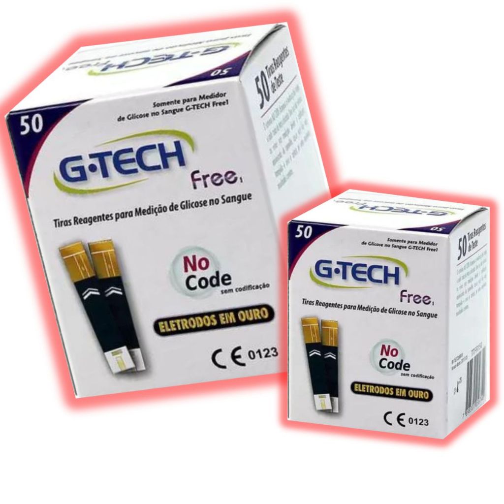 100 Fitas Tiras Medir Glicemia G-tech Free Glicose Diabetes