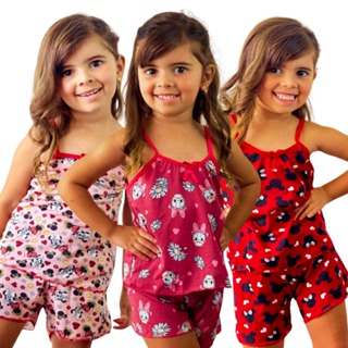 Kit 10 Pijama Infantil Conjunto Short Doll Criança Delicado Estampado Microfibra Corforto Dormir Blusa Femninina Oferta em Oferta na Shopee
