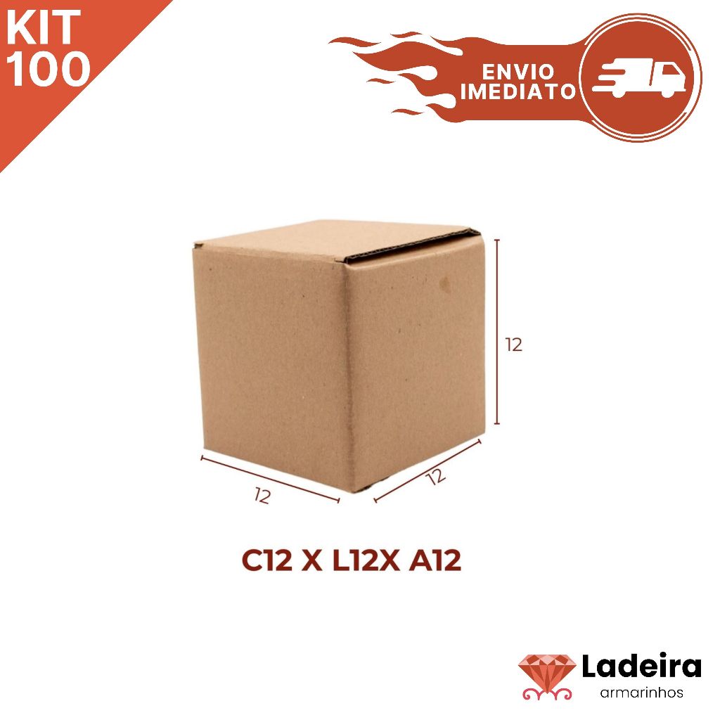 Kit Com 100 Caixa De Papelão Para Correios Ecommerce 12x12x12 Envio Rapido
