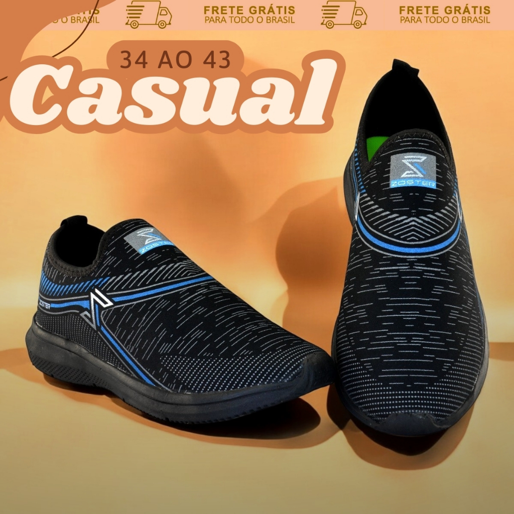 Tênis Slip-On Masculino | Malha Respirável Solado Leve Antiderrapante | 34 ao 39 | Envio Imediato