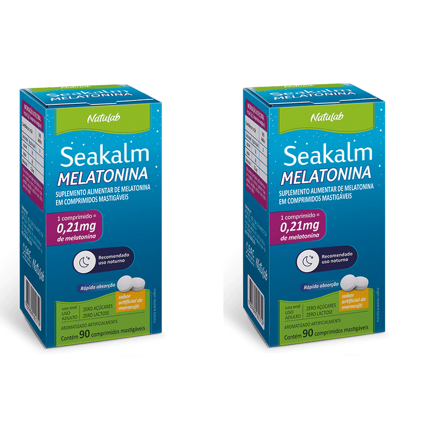 Seakalm Melatonina 0,21Mg 90 comprimidos Natulab kit com 2 potes em Oferta na Shopee