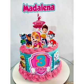 Envio em até 24h Topo Topper de Bolo Decoração De Bolo Enfeite Patrulha Canina Rosa Personalizado em Oferta na Shopee