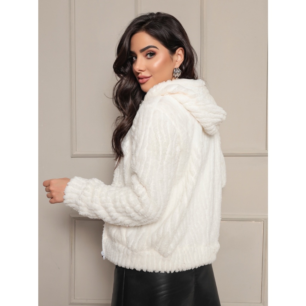 Blusa 8029 capuz romantic feminino termica com ziper confortável noite inverno grosso