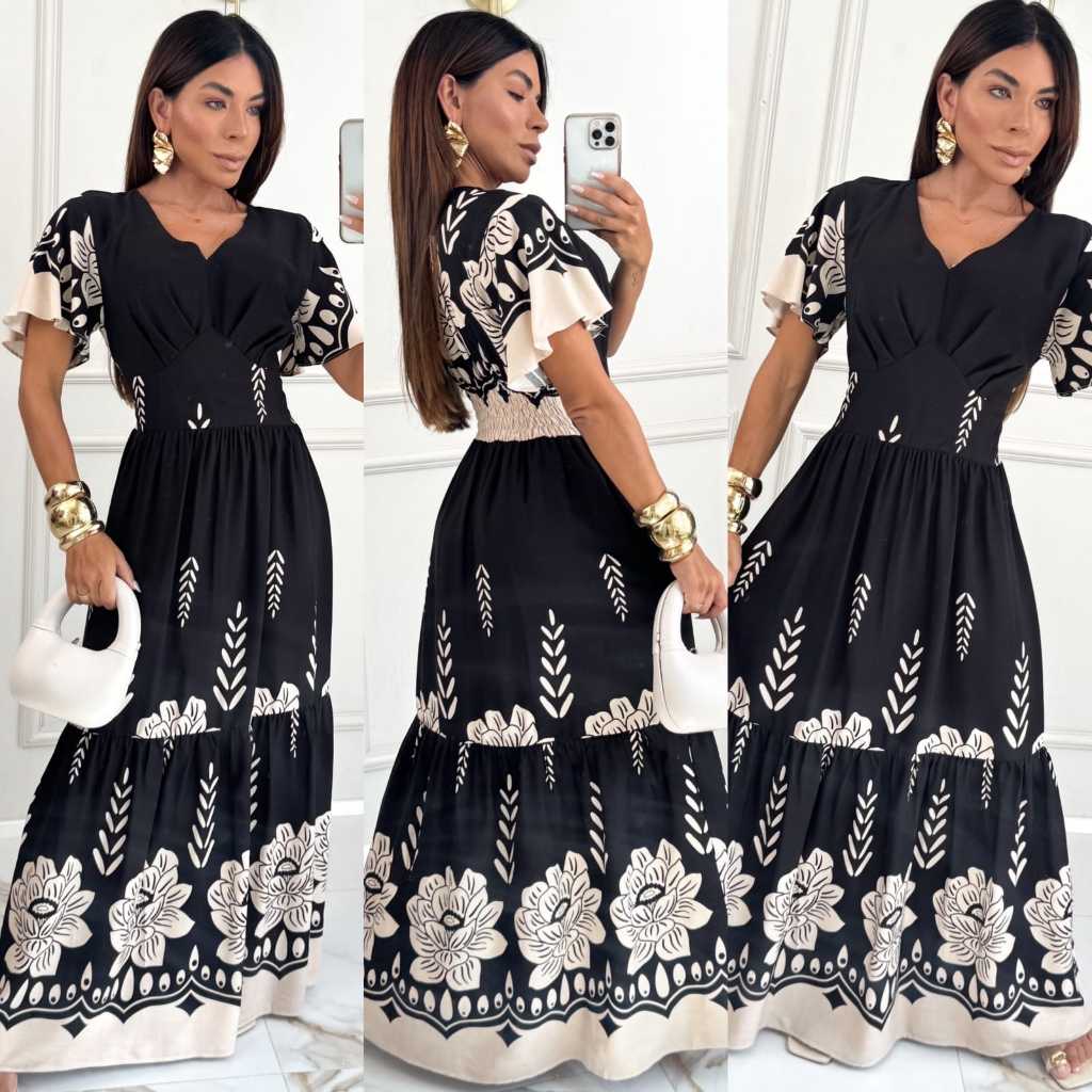 Vestido Longo Feminino Viscolinho - Estampado ou Liso | Elegante, Confortável