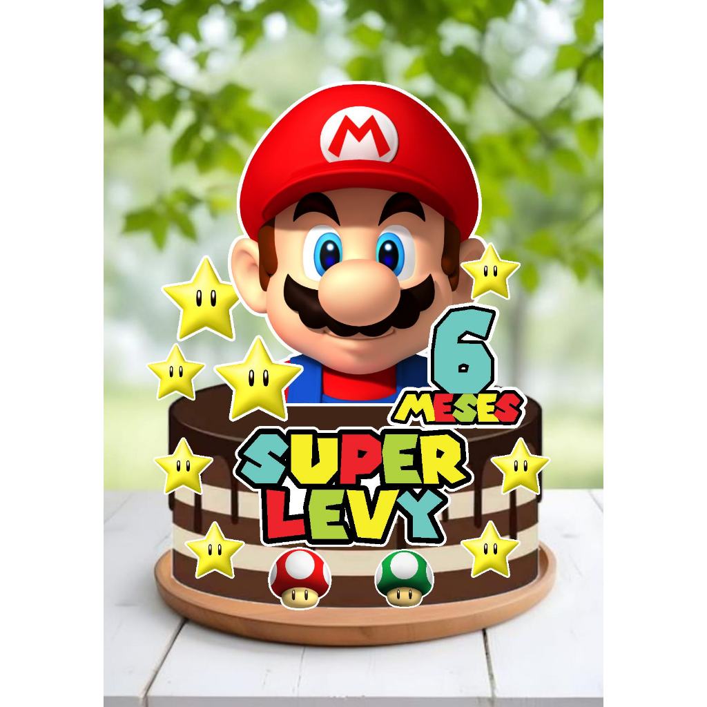 Envio em até 24h Topper Topo de Bolo Decoração De Bolo Enfeite Super Mario Personalizado