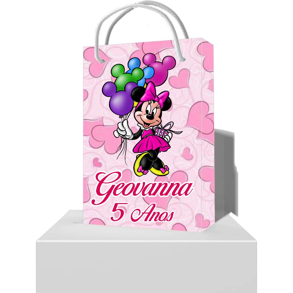 Sacolinha Personalizada para Lembrancinha Minnie - Sacolinhas de Aniversário Personalizadas
