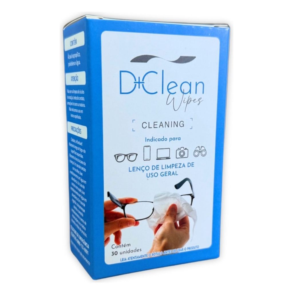 30 unidades - Lenços umedecidos - Limpador de Óculos  D+Clean Lens Wipes