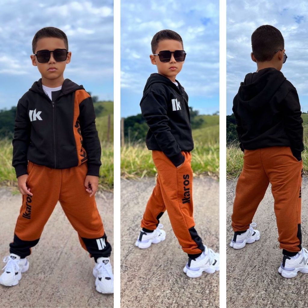 Conjunto Infantil Masculino  Moletinho/ Chimpa Inverno Calça e Blusa