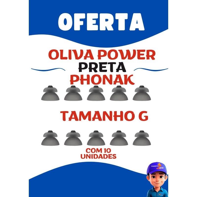 NOVIDADE!! 10 Olivas Power Duplas P/ PHONAK/ARGOSY E OUTRAS MARCAS - Fechadas Todos Tamanhos em Oferta na Shopee