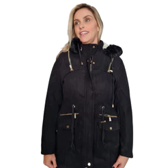 Jaqueta Casaco Feminina Forrado Pelinho COM Bolso Touca Parka Para Inversno