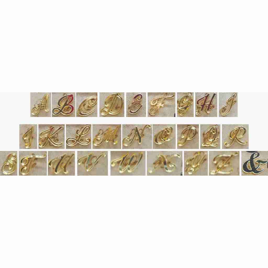 Letras Cursivas em Acrílico dourado - espelhado - 3cm  Pacote com 10 (10 letras do mesmo modelo)