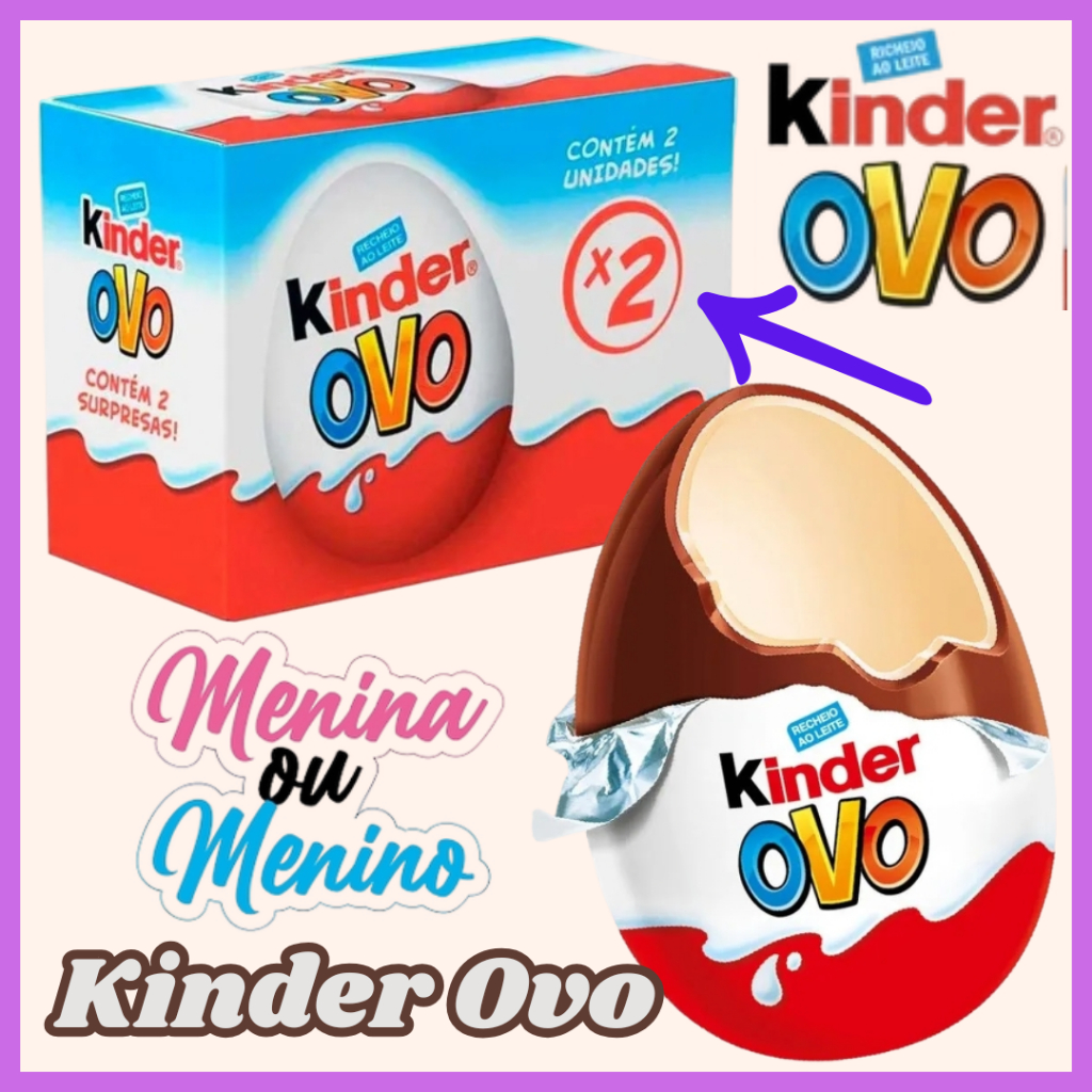 Chocolate Kinder Ovo Recheio Ao Leite com 2 Unidades surpresa menino ou menina