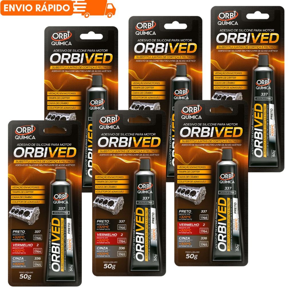 Cola Silicone ALTA TEMPERATURA Preto Junta Motor Orbived 50g
