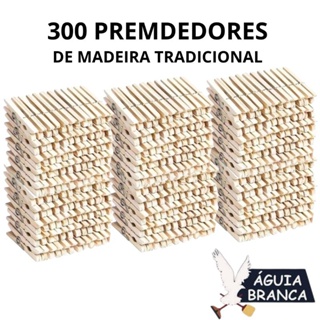 300 prendedores ÁGUIA BRANCA de madeira tamanho tradicional ENVIO IMEDIATO em Oferta na Shopee
