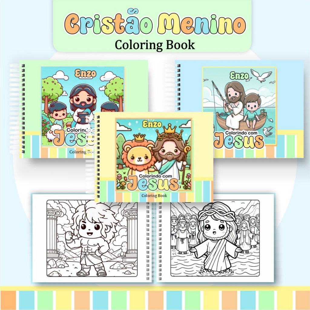 Livro Cristão para colorir - CAPA DURA - 60 folhas 150g ESCOLHA A COR DA CAPA- LAMINAÇÃO HOLOGRAFICA