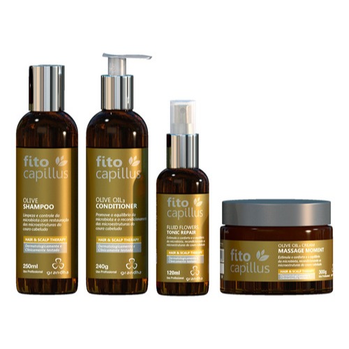 Kit Grandha Fito Capillus Olive - Para Pontas Secas e Raizes Oleosas Estimulando Conforto e Equilibrio da Microbiota em Oferta na Shopee